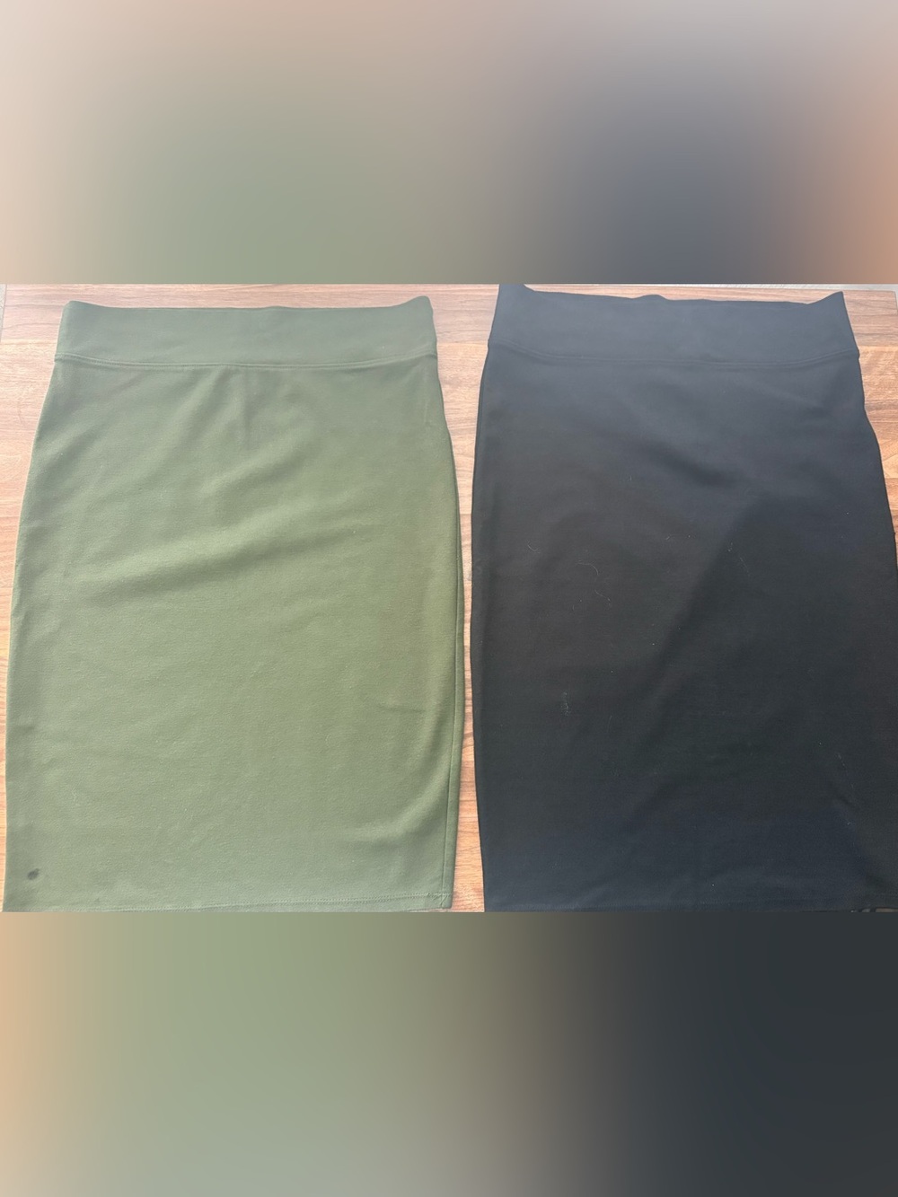 Classic Pull-On Pencil Skirt Bundle in Olive and Black